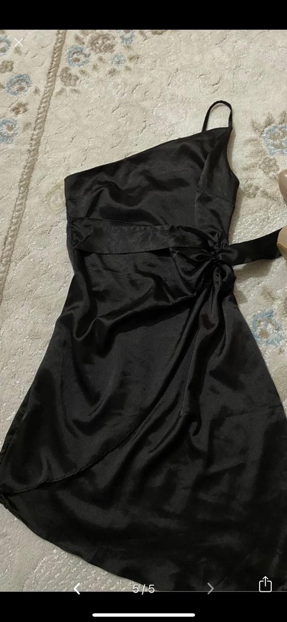 Siyah Drapeli Mini Abiye Elbise - Görsel 3