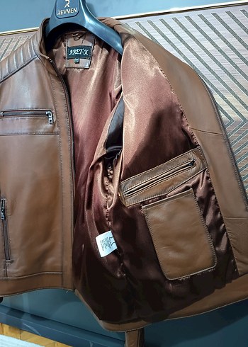 REVMEN Kahverengi Erkek Deri Biker Ceket - Görsel 4