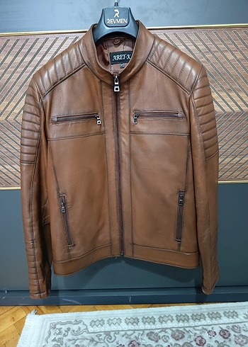 REVMEN Kahverengi Erkek Deri Biker Ceket - Görsel 10