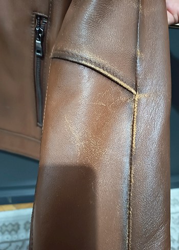 REVMEN Kahverengi Erkek Deri Biker Ceket - Görsel 12