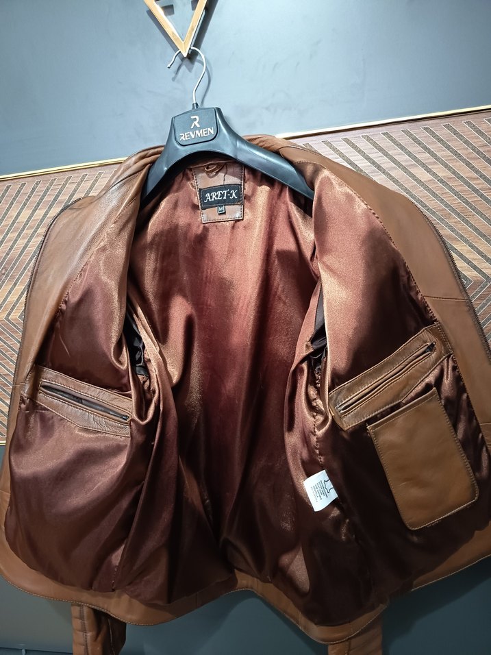 REVMEN Kahverengi Erkek Deri Biker Ceket - Görsel 3