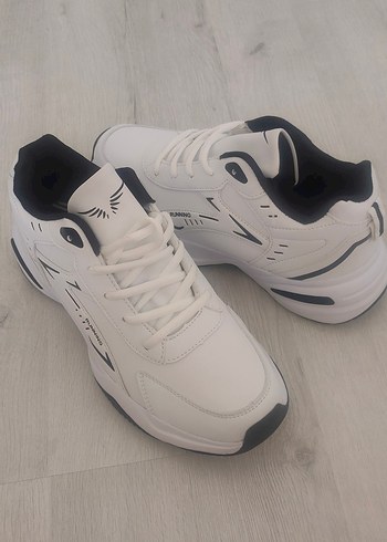 Gri Detaylı Beyaz Erkek Spor Ayakkabı - Görsel 6