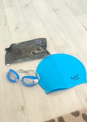 Mavi Yüzücü Gözlüğü ve bone Seti - Görsel 2