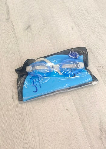 Mavi Yüzücü Gözlüğü ve bone Seti - Görsel 3