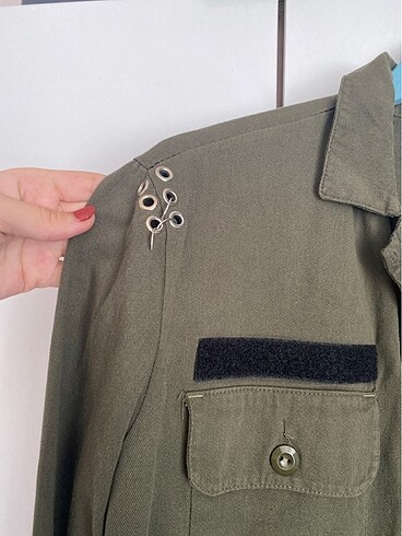 40 Beden haki Renk Crop ince ceket