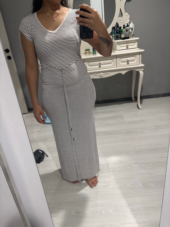 Çizgili uzun elbise - Görsel 2