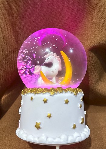 Renkli Işıltılı Unicorn Kar Küresi - Görsel 5