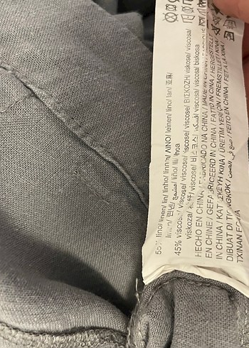 Gri Rahat Kesim Keten Kadın Pantolon - Görsel 7