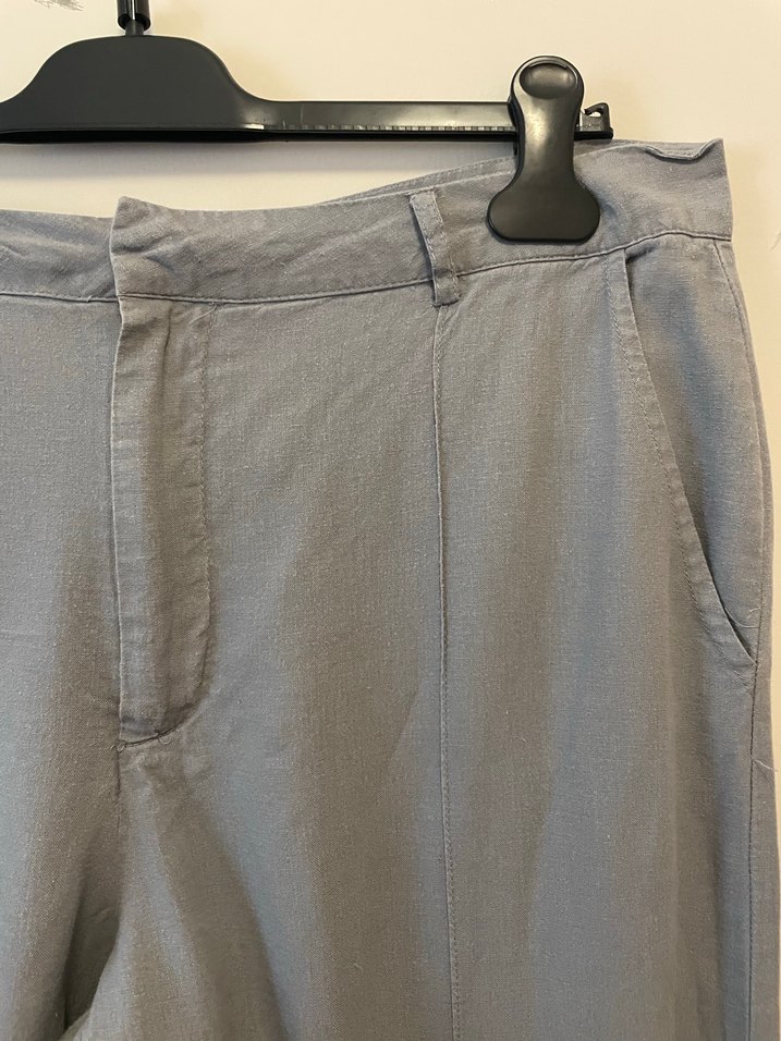 Gri Rahat Kesim Keten Kadın Pantolon - Görsel 2