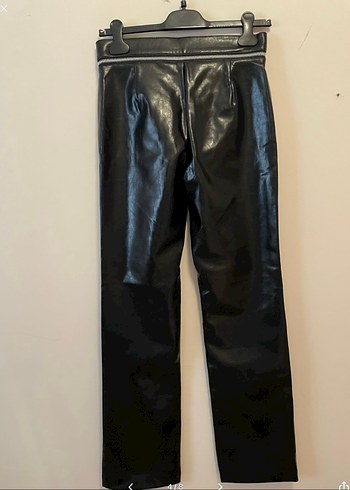 Deri Siyah Midi Kadın Pantolon - Görsel 3