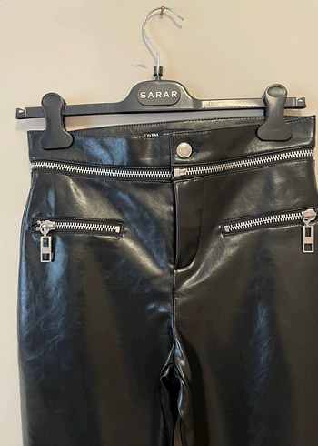 Deri Siyah Midi Kadın Pantolon - Görsel 2