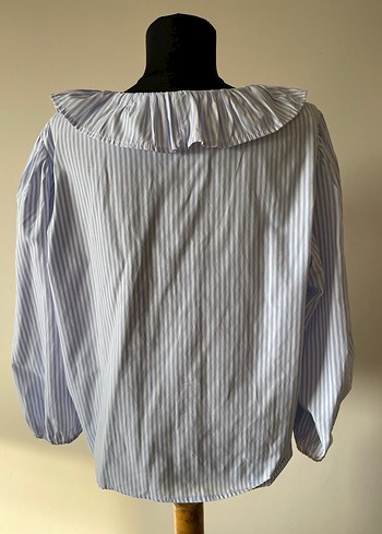 Bohem Rüzgarlı Yakalı Çizgili Kadın Gömlek - Görsel 3