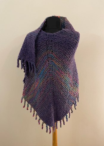 Renkli Örgü Bohem Kadın Panço - Görsel 2