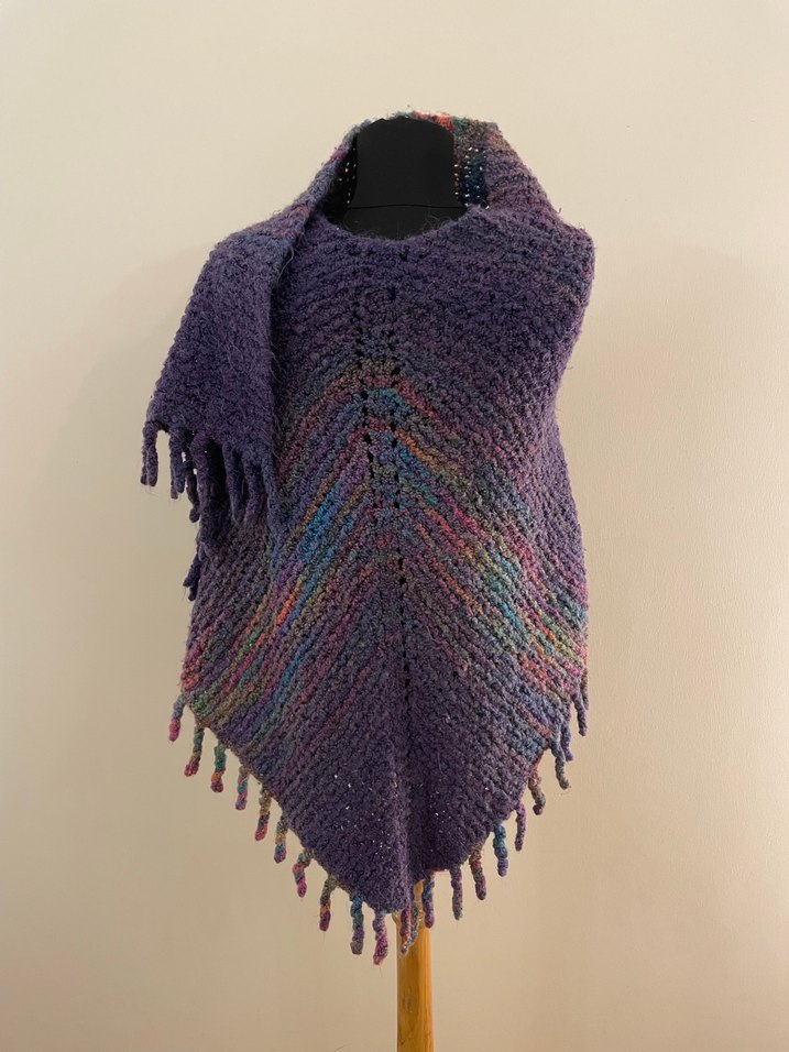 Renkli Örgü Bohem Kadın Panço - Görsel 2