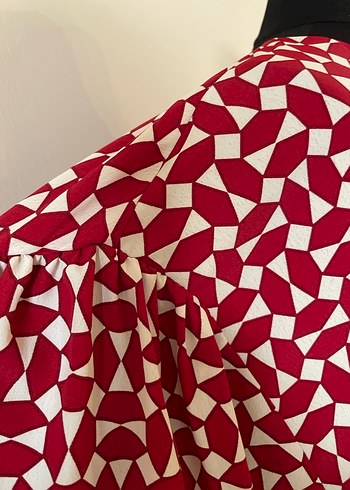 Bordo Desenli Uzun Kollu Kadın Bluz - Görsel 3