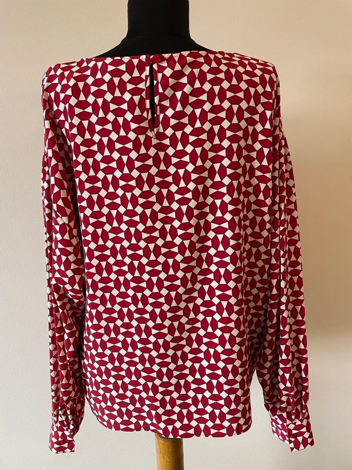 Bordo Desenli Uzun Kollu Kadın Bluz - Görsel 5