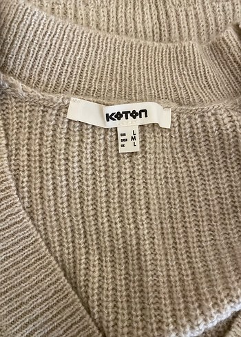 V Yaka Bej Örgü Kadın Kazak - Görsel 6