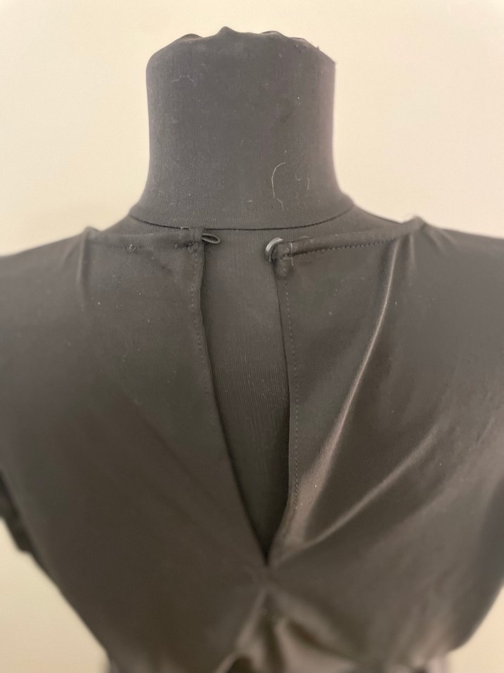 Siyah Uzun Kadın Tulum, Kuşaklı, V Yaka - Görsel 5