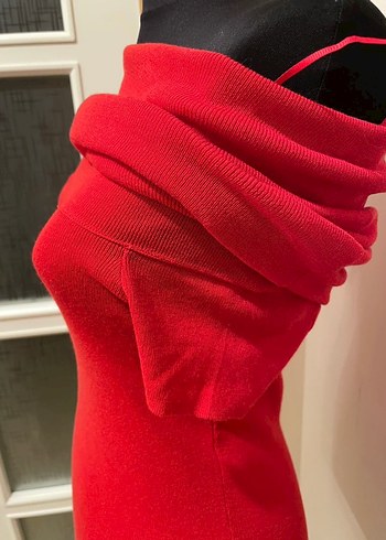 Kırmızı Straplez  Triko bluz - Görsel 4