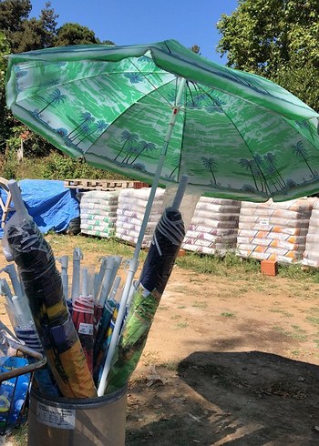 Yeşil Retro Sokak Stili plaj Şemsiyesi 240cm