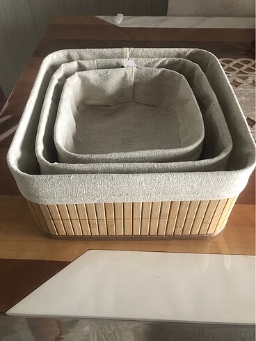 3 lü Bambu sepet