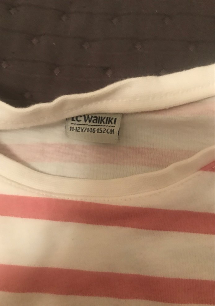 Kız Çocuk Pembe Çizgili Uzun Kollu Tişört - Görsel 3