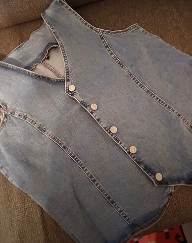 44 Beden mavi Renk Denim yelek