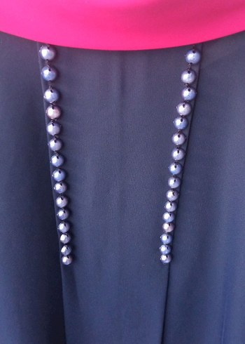 Mavi Drapeli Uzun Kollu Mezuniyet Elbisesi - Görsel 2