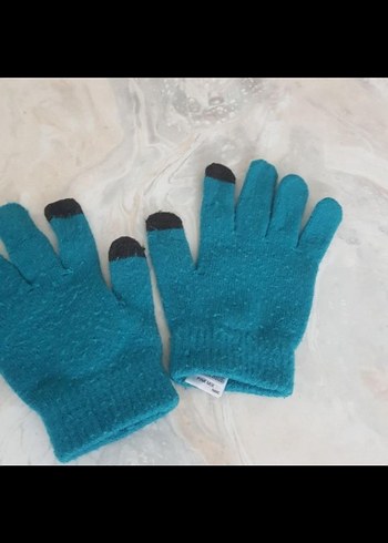 Turkuaz Örgü Kız Eldiveni - Görsel 2
