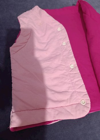 Kız Çocuk Pembe Düğmeli Yelek - Görsel 8