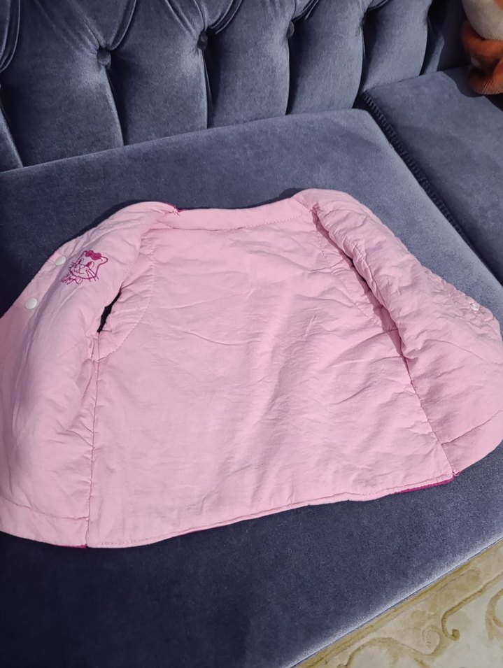 Kız Çocuk Pembe Düğmeli Yelek - Görsel 5