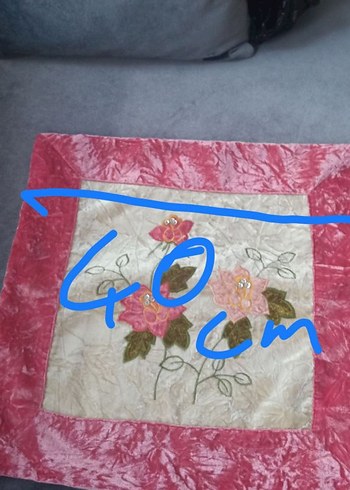 Koyu Pembe Nakışlı Kırlent Kılıfı Seti - Görsel 2