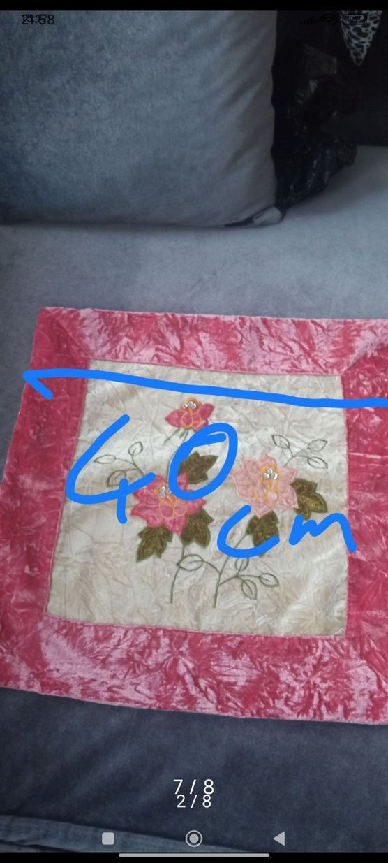 Koyu Pembe Nakışlı Kırlent Kılıfı Seti - Görsel 2