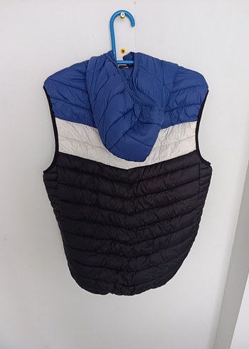 Erkek Mavi Kapüşonlu Fermuarlı Yelek - Görsel 4