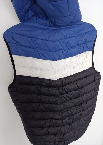 Erkek Mavi Kapüşonlu Fermuarlı Yelek - Görsel 3