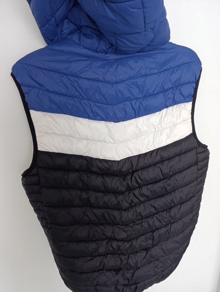 Erkek Mavi Kapüşonlu Fermuarlı Yelek - Görsel 3