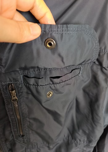 Erkek Lacivert Fermuarlı Sokak Stili Mont - Görsel 9