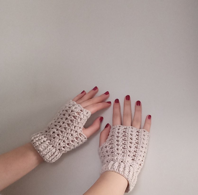 Dantel Detaylı pudra Örgü Eldiven - Görsel 2