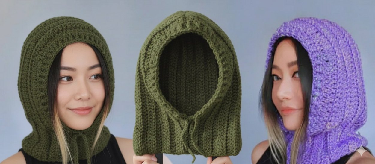 Kadın Haki Triko Kapüşonlu Bere - Görsel 2