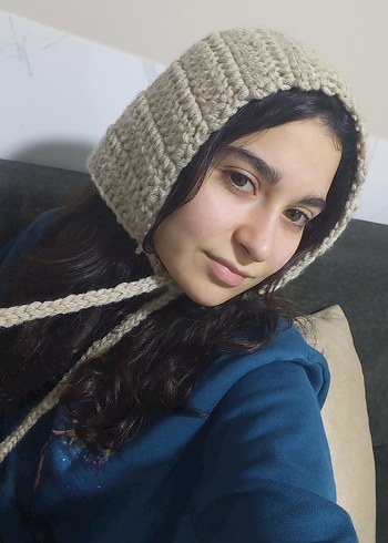 Bej Örgü Kadın Bere - Görsel 2