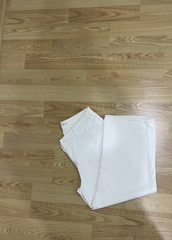 44 Beden Beyaz Midi Kot Pantolon, Regular Fit