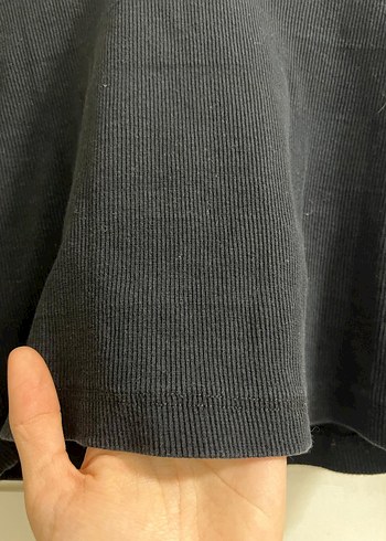 s Beden Siyah Yüksek Yakalı Kadın Kazak crop