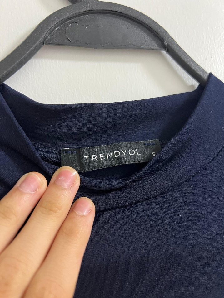 Lacivert Kısa Kollu tişört crop - Görsel 4