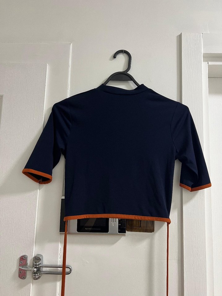 Lacivert Kısa Kollu tişört crop - Görsel 2