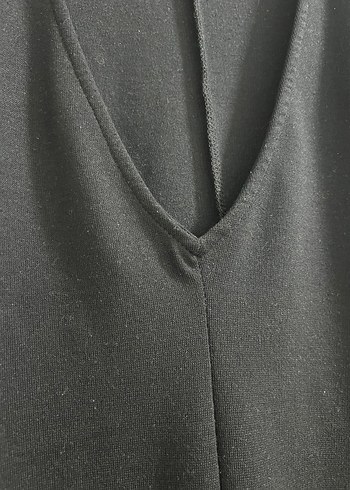 Uzun Kollu Siyah V Yaka Triko Elbise - Görsel 5