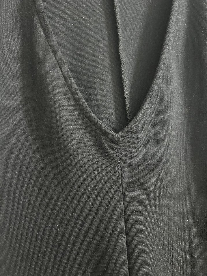 Uzun Kollu Siyah V Yaka Triko Elbise - Görsel 5