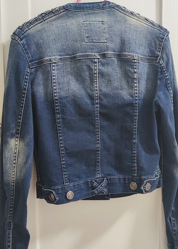 Düğmeli Mavi Kadın Denim Ceket - Görsel 4