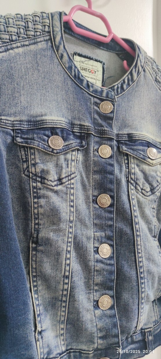 Düğmeli Mavi Kadın Denim Ceket - Görsel 2