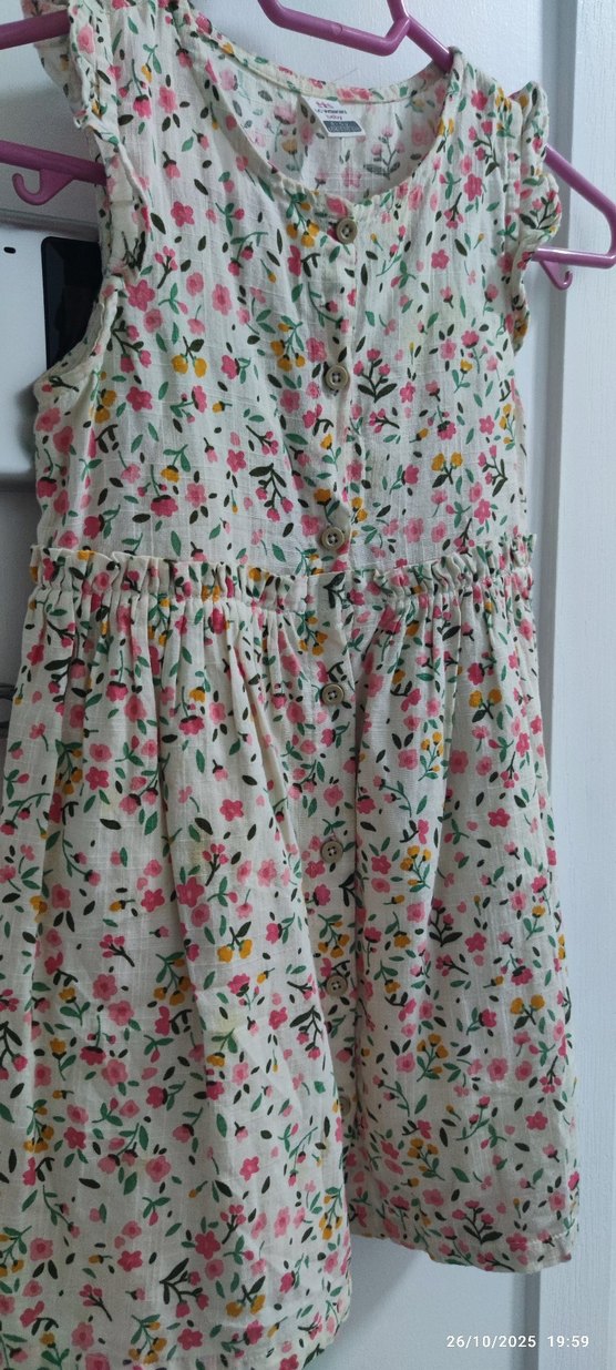 Çiçek Desenli Kız Çocuk Kolsuz Elbise - Görsel 2