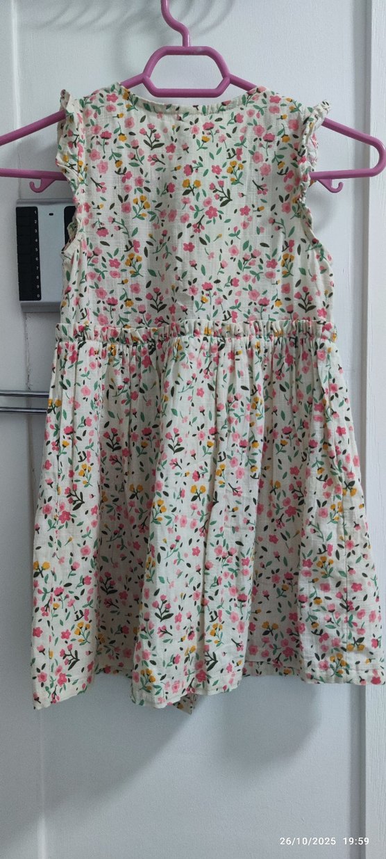 Çiçek Desenli Kız Çocuk Kolsuz Elbise - Görsel 5